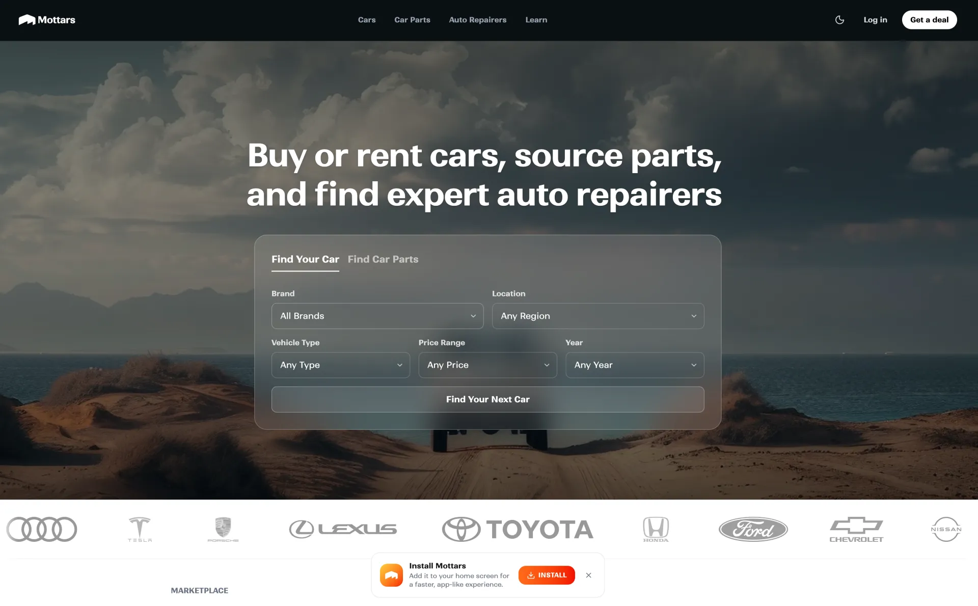 Mottars, Buy or rent cars, source parts, find repairers.