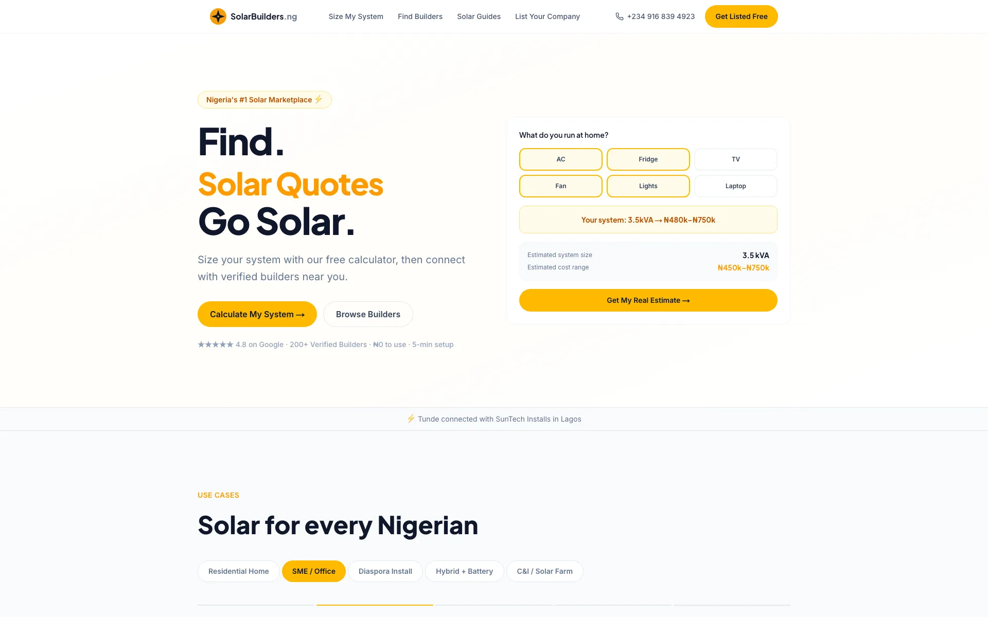 SolarBuilders, Nigeria's first verified solar marketplace.